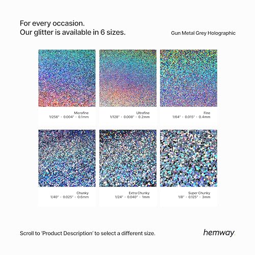 Eco Friendly Biodegradable Glitter, Gun Metal Grey Holographic, Extra Chunky (1/24" 0.040" 1mm) - Image 3