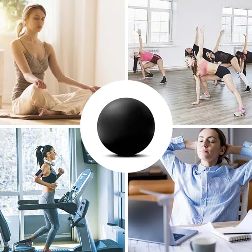 Image of WOVTE Massage Lacrosse Ball for Sore Muscles, Shoulders, Neck, Back, Foot, Body, Deep Tissue, Trigger Point, Muscle Knots, Yoga and Myofascial Release (Black)