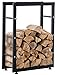 CLP Porte-bûches pour Bois De Cheminée Keri V2 en Métal Noir I Porte-Bois De Chaminée Solide Et Moderne I Support pour Bûches, Couleur:Noir, Taille:25x100x125 cm