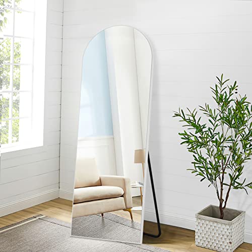 Image of NeuType 65 inchx22 inch Arched Full Length Mirror With Stand - Large Bedroom Floor Mirror, Wall Mounted or Leaning Against Wall, Wood Frame, White