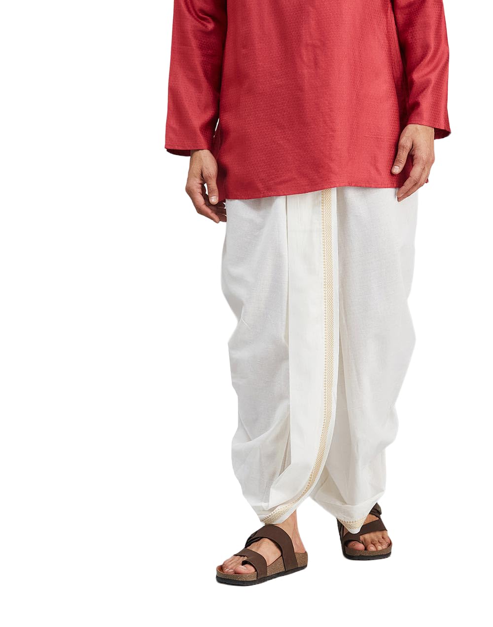 fabindia White Cotton Blend Striped Dhoti-picture-51