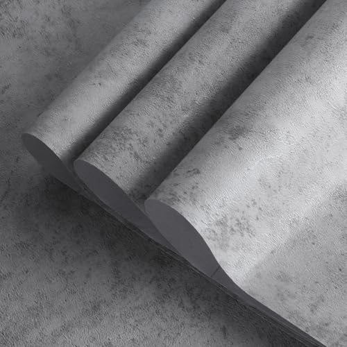 SYYKDEF Gray Concrete Wallpaper Peel and Stick Vinyl Cement Concrete Contact Paper for Walls Cabinets 15.7 x 118 Inch Waterproof Removable Textured Wallpaper