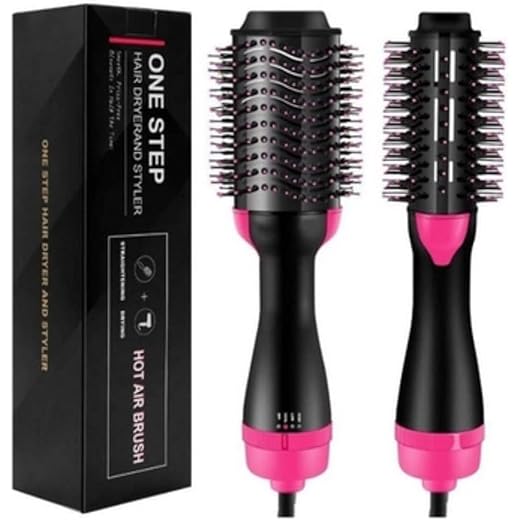 Escova Elétrica 110v Alisadora, Secadora e Modeladora 3 em 1, 1200W, com Íons, Cerdas Mistas de Javali, Rotativa, 3 Velocidades