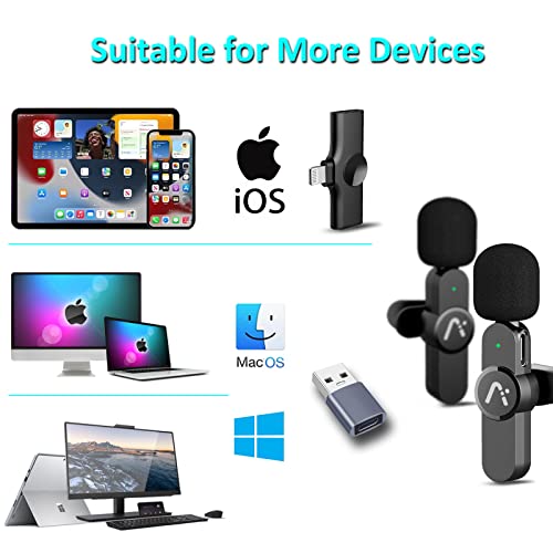 Image of Wireless Lavalier Microphone for iPhone15, Wireless Clip Mic, Clip on Microphone A7d, for iPhone, iPad, Computer, Mike for YouTube, Zoom Meeting, Video Recording