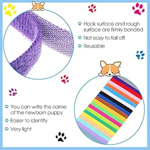 Frienda 60 Pieces Puppy Whelping Collars Newborn Pet Collars Double-Sided Adjustable ID Bands Puppy ID Bands Collars for Newborn Pet Dog Cat (S, M, L)