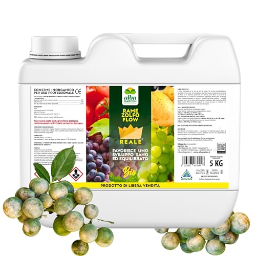Albagarden - Rame e Zolfo per Piante Biologico - Fungicida e Concime Minerale Naturale - Contro Malattie come Oidio Mal Bianco Peronospora Ticchiolatura Per Vite Olivo Agrumi (5 kg)