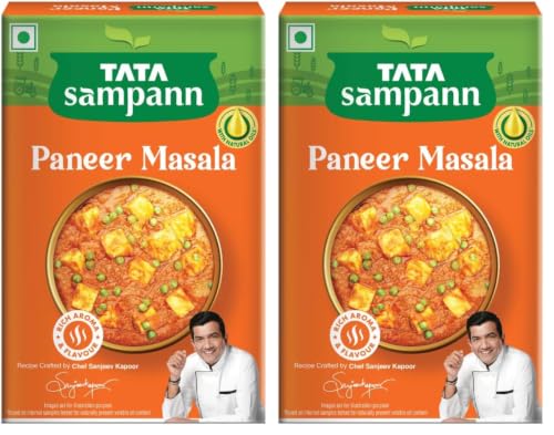 Image of Tata Sampann Paneer Masala Powder with Natural Oils, 100g, Crafted by Chef Sanjeev Kapoor, With Chef's Exclusive Tip, Rich Aroma & Flavour (Pack of 2)