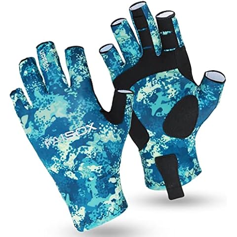 Fishing Gloves for Men Women UPF50+ Sun UV Protection Kayaking Rowing Paddling Fish Handling Saltwater Freshwater (Green Camo, XX-Large) Cover
