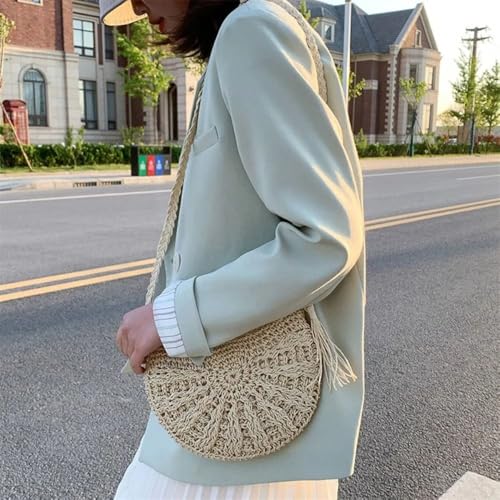 Handbag Zipper Durable Half Round Shoulder Crossbody Bag Women(Beige)4