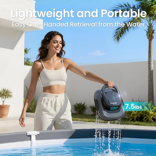 Image of (2026 Upgrade) Aiper Cordless Robotic Pool Cleaner, Dual-Cleaning Modes with 1820GPH Suction, 100-Min Runtime, Pool Vacuum for Above Ground Pools up to 860 Sq.ft, Charcoal & Cyan