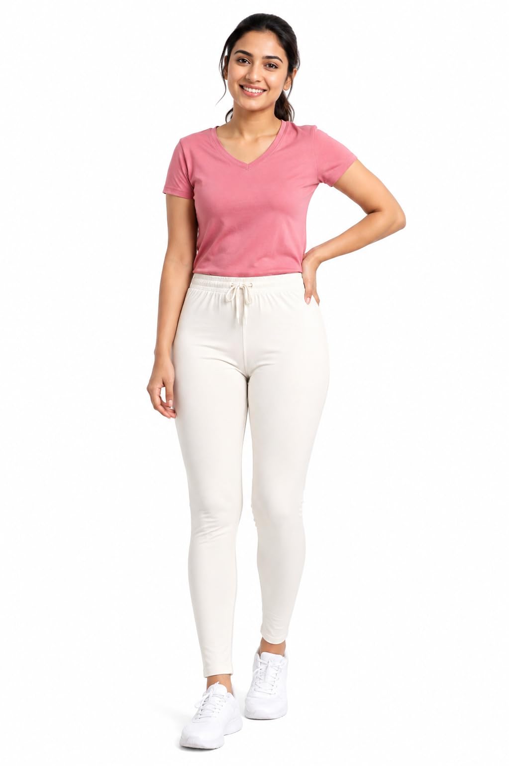 Women's Cotton Ankle Length Leggings in Light Off-White-picture-21