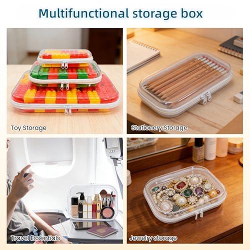 Image of 3PCS Thickened Clear Hard Shell Zipper Case, Professional Grade Plastic Transparent Storage Box, Toiletry Pouch, Travel Organizer, Cosmetic Bag (S /M /L)