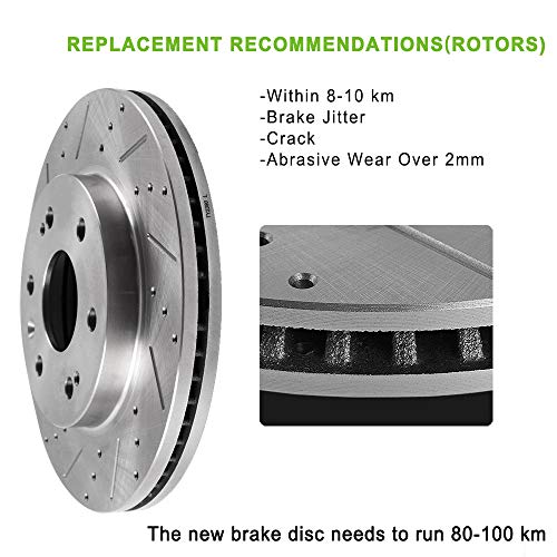 Scitoo 2Pcs Front Drilled Slotted Brake Rotors Brakes Kit Fit For 2007-2009 For Chrysler Aspen,2004-2009 For Dodge For Durango,2002-2010 For Dodge For Ram 1500,2011-2018 For Ram 1500 #TOP2