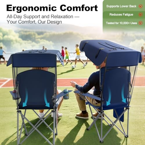 Image of VTOY Kimee Folding Chair Big - Portable Foldable Nylon Base Fabric Camping Chair for Fishing Beach Picnic Outdoor Chairs