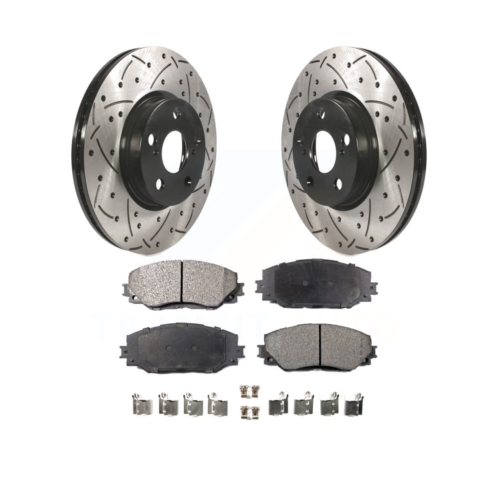 Front Coated Drilled Slotted Disc Brake Rotors And Ceramic Pads Kit For Toyota Corolla Scion xD Matrix Pontiac Vibe