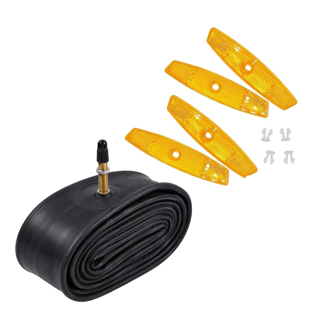 20 Inch Bicycle Inner Tube 20 x 1.75 with 4-Piece Spoke Reflector Combo | Heavy Duty Butyl Rubber Cycle Tube | Schrader Auto Valve | Universal Replacement for Kids, MTB & City Bikes-picture-29