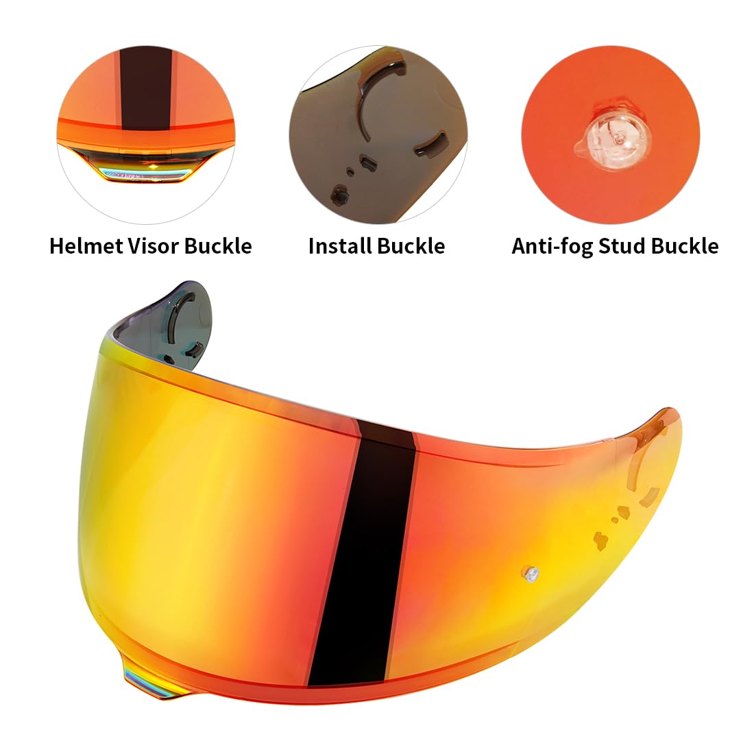 Visera Casco Moto para GT Air 3 CNS-1C,Visera de Lente para Casco Protección contra Viento,Accesorios para Cascos de Moto (Cromo Rojo)