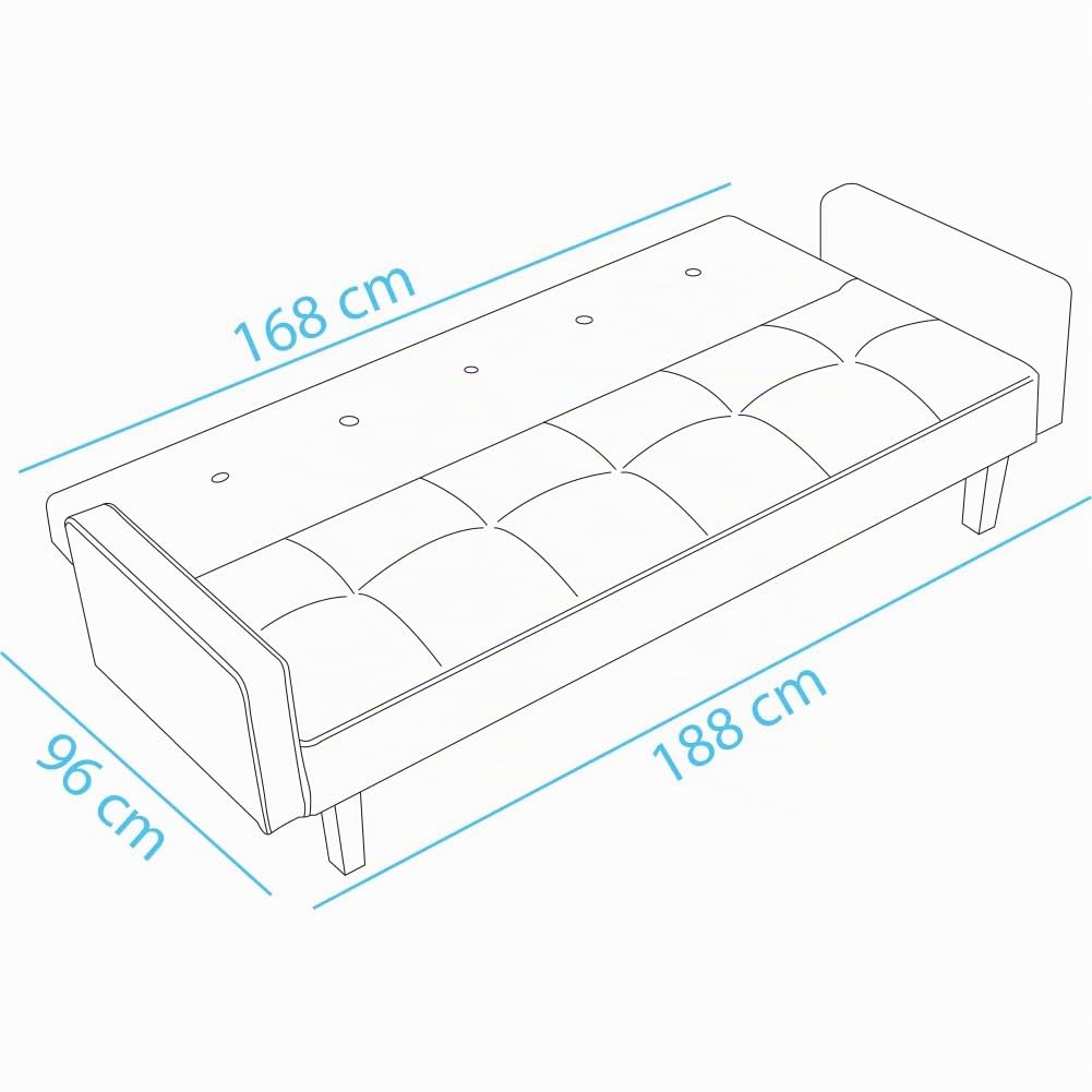 Shally Dogan Divano Letto 3 Posti con Apertura Veloce Sistema Clic Clac, Design Nordico, Divanetto Rivestimento in Lino Premium, Seduta Ampia e Imbottita ad Alta Densità e Piedini in Legno (Bianco)
