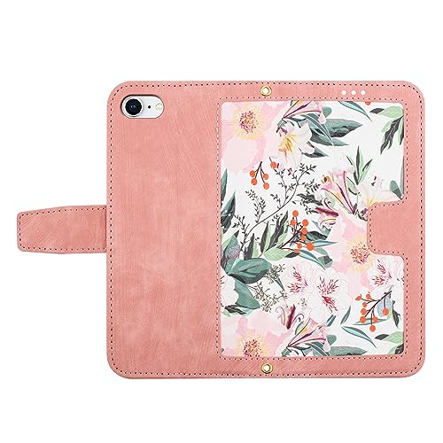 iPhone SE2 SE3 ケース iPhone SE 第3/2世代 手帳型 人気 スマホケース アイフォン 7 アイフォン8 財布型 カバー 可愛い 花柄 カードポケット付き 軽量 薄型 全面保護 贈り物 アイフォンSE2 / SE3 ショルダー 肩掛け 横置きスタンド機能 高級PUレザー 上質な手触り 擦り傷防止 iphone 8 ブック型 ケース レディース 手作 落ち着いた色 (iPhoneSE3/SE2/8/7, ピンク)