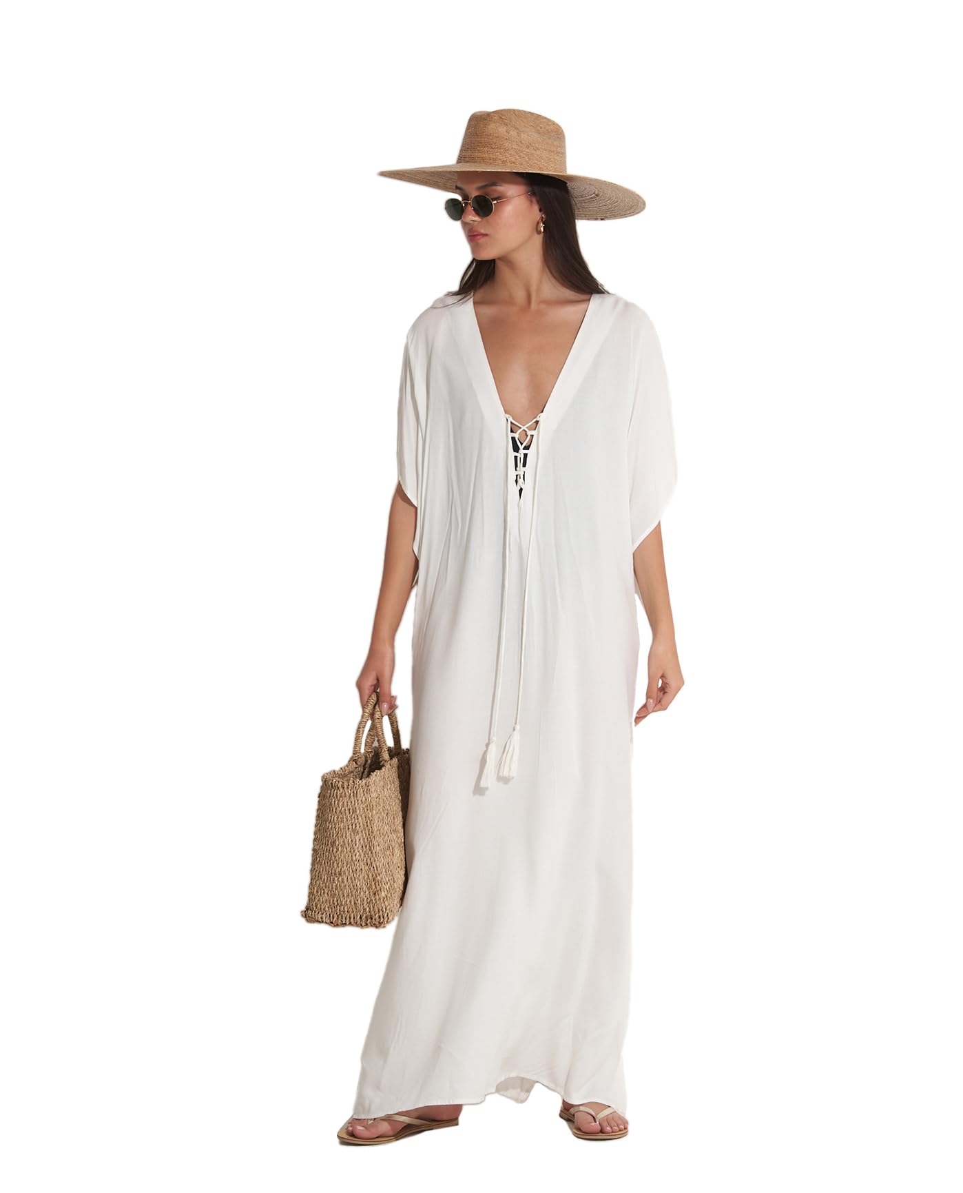 Gottex Women's Sable Kaftan Cover-up Swimwear, Cream, One Size
