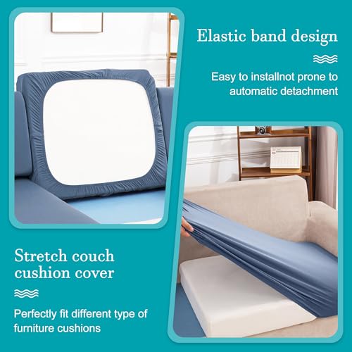Image of 14Pcs Stretch Patio Cushion Covers,Outdoor Couch Covers Replacement,Outdoor Couch & Sofa Slipcovers,for Patio Furniture Cushion Covers,Washable Reusable Furniture Protector (Gray Blue,Cover Only)