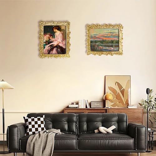 Image of 8x10 Vintage Picture Frames, Gold Picture Frame for Table Top Display and Wall Hanging Home Decor