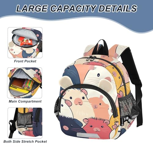 Kid's Backpack for Boys & Girls Toddler Bag Colorful Guinea Pig Pattern Backpack with Safety Leash4