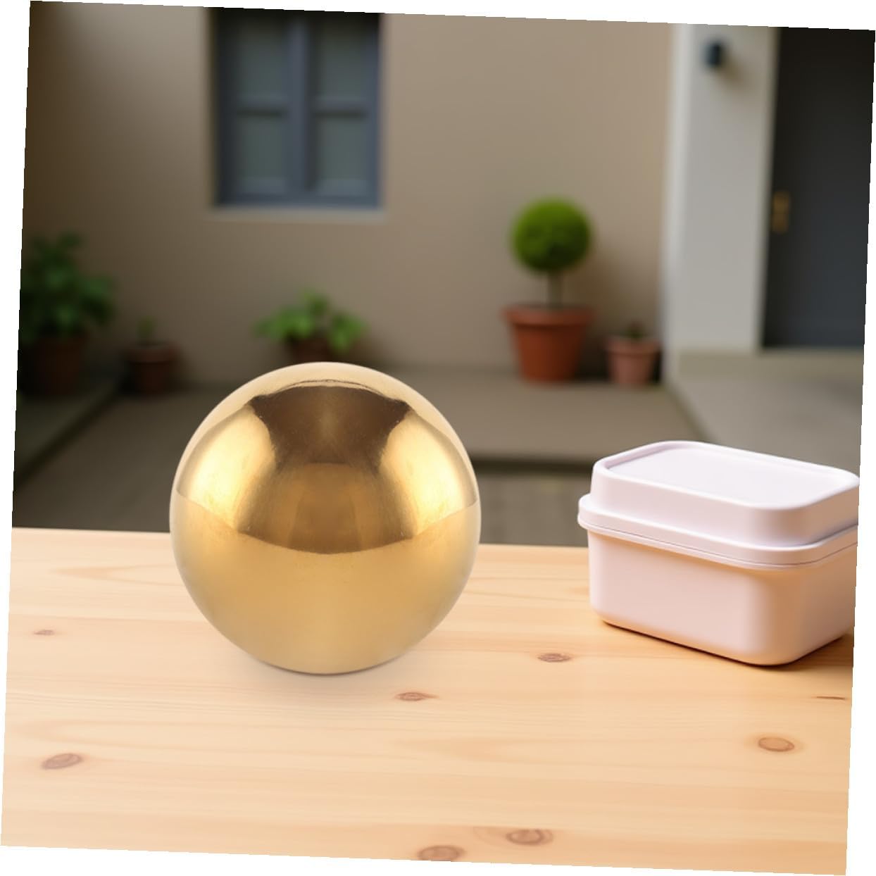 Hemoton Stainless Steel Reflective Gazing Ball Garden Mirror Sphere 250mm Titanium Color Polished Outdoor Lawn Decor