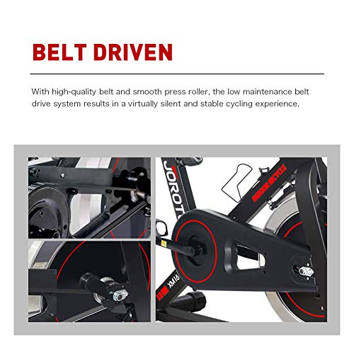 JOROTO Magnetic Exercise Bike Stationary - Belt Drive Indoor Cycling Bikes Trainer Workout Cycle for Home (Suitable Inseam: 29 to 39 inches) (XM16)
