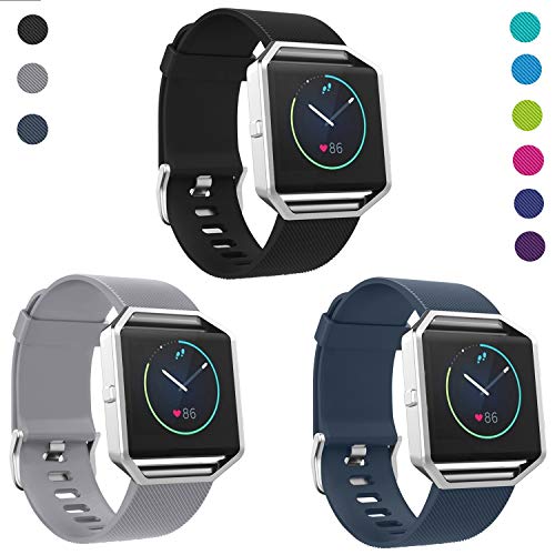 SKYLET Compatible with Fitbit Blaze Bands with Frame, 3 Pack Soft Silicone Replacement