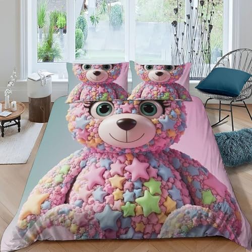 Housse de couette ours et taies d'oreiller pour créer une chambre enfant thème nature sauvage