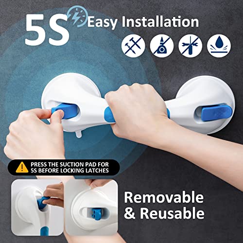 Image of TAILI Grab Bars for Shower,Shower Handles for Elderly Suction,12.2 inch,Blue