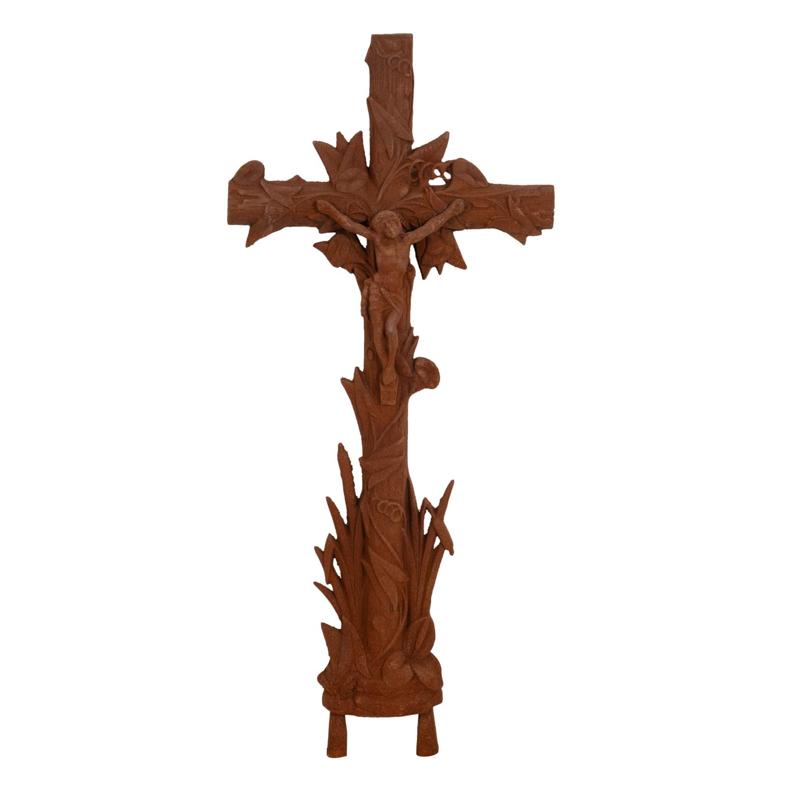 Biscottini Wandkreuz 11 x 51 x 114 | Hausmöbel aus Gusseisen | Kruzifix mit natürlichem Rost | Haushaltsgegenstände handgefertigt