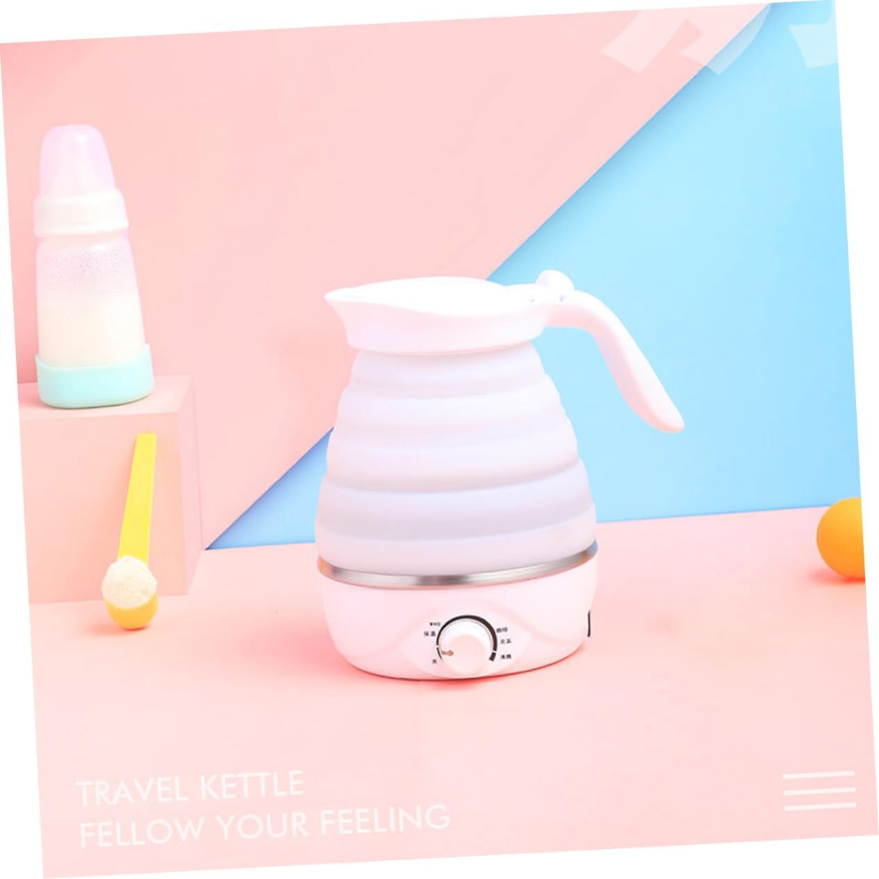 Silicone Folding Electric Kettle with Intelligent Temperature Control Stainless Steel Safe Material Detachable Cord for Home and Outdoor Camping Fast Boil US Plug Portable Compact