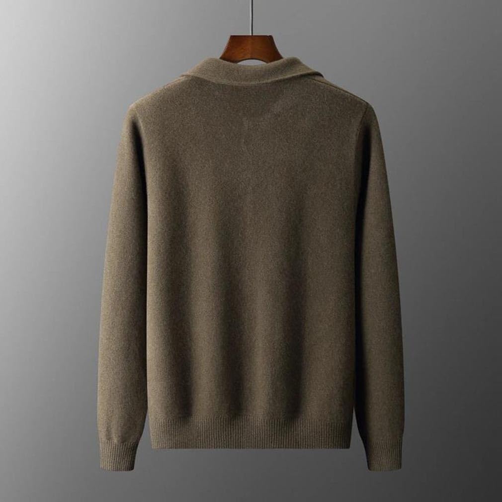 Men Merino Wool Cardigan Fall Winter Sweater Thick Knit Business Casual Top