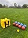 BuyBocceBalls Listing - Made in USA, Premium Quality Engraved Tournament Bocce Set, 998 Grams (2 lbs. 3.2 oz.). Various Bag Colors - 110mm Dark Red and Blue Balls, Nylon Bag
