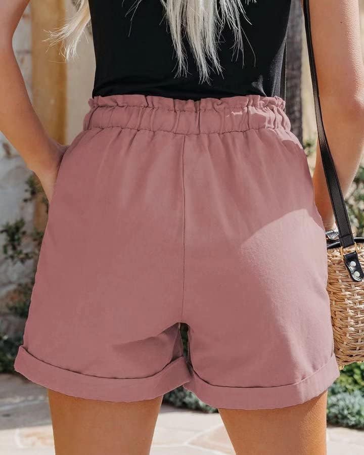 QACOHU 2026 Womens Summer Shorts Casual Comfy Drawstring Elastic Waist Shorts with Pockets Beach Lightweight Short Pants - Image 4