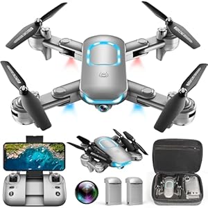 Drone with Camera – Foldable Drone for Begniners with 1080P FPV Camera, Upgrade Altitude Hold, Gestures Selfie, Waypoint Fly, Headless Mode, 3D Flip, One Key Start, 3 Speed Mode, Circle Fly, 2 Batteries