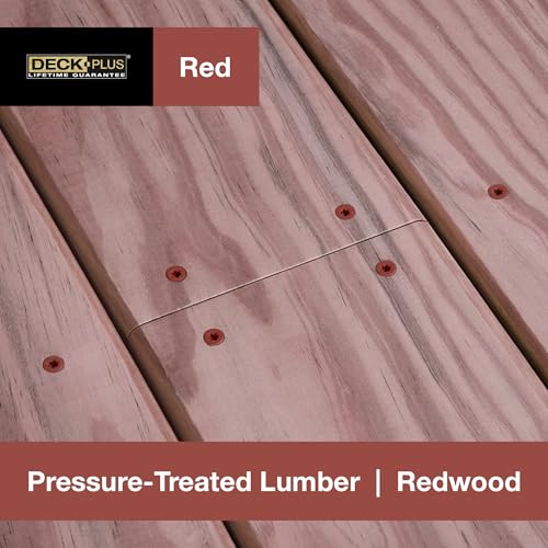 Image of Deck Plus 3 Inch Epoxy Coated Exterior Wood and Fence Screws #10 x 3 Torx /Star Drive Included Coarse Thread, Outdoor Rust Resistant Decking Screw, Red, 25 lb Box, 1550 Pieces | 48434