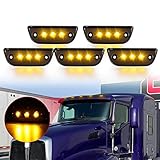 ALAVENTE 5 Pcs Universal Smoked Roof Top Clearance Signal Amber Light 3 LED Lamp Fit for Kenworth T680 T770 T880 and Peterbilt 569 2015-2020, Most Trucks Trailers Tractors Semi-trailer