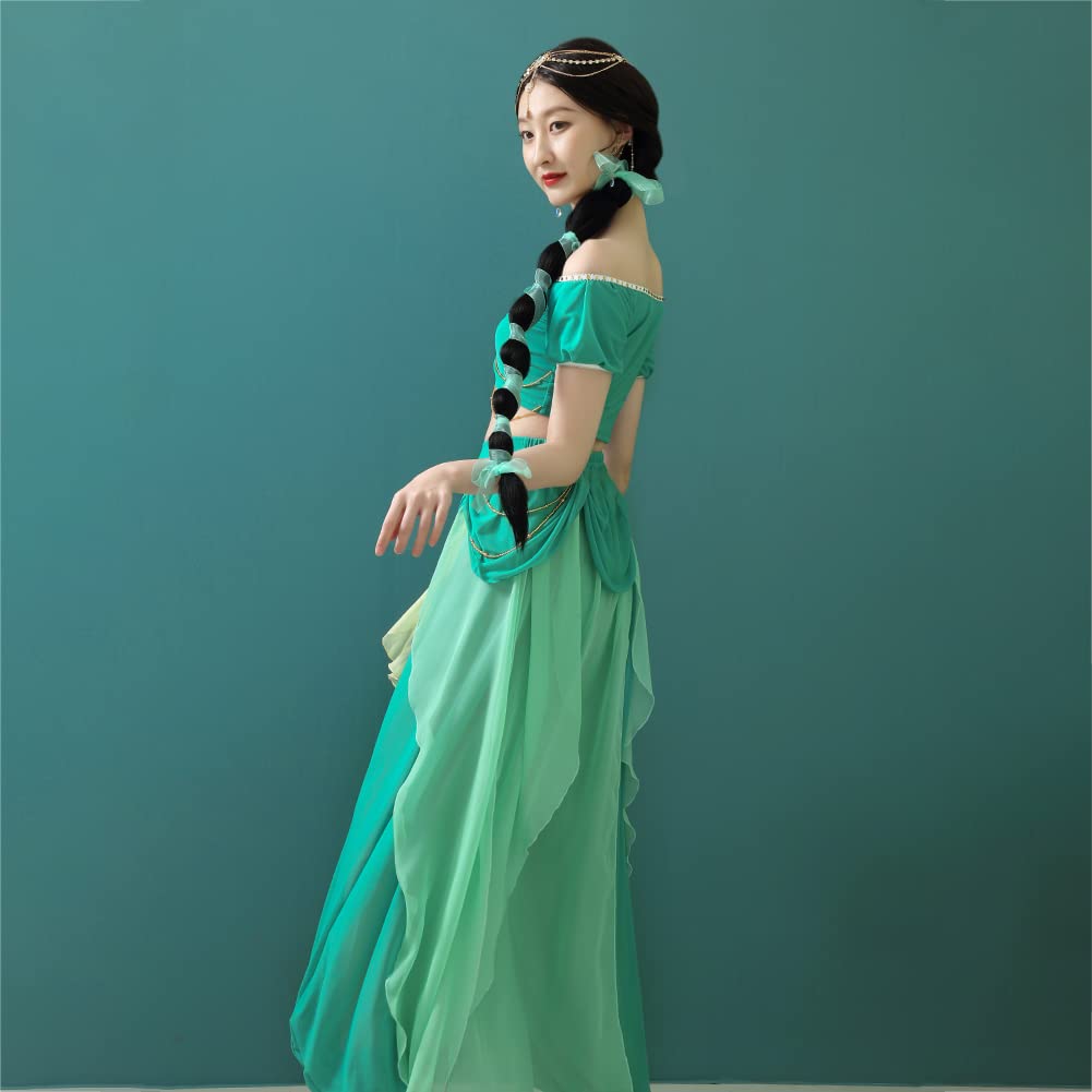 ROYAL SMEELA Costume Principessa Jasmine Per Donna Costume da principessa gelsomino Vestito Principessa Aladdin Vestito Di Principessa Jasmine adulto Costume Halloween Carnevale Cosplay Jasmine
