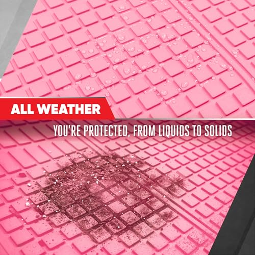 Image of MotorTrend FlexTough Rear Cargo Mat - Heavy-Duty Trimmable Rubber Trunk Mat, Universal All-Weather Cargo Liner for Cars, SUVs & Trucks, Flexible Non-Slip Automotive Floor (Pink)