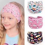 Bohend Girls Headbands Wide Knotted Hair Bands 3Pcs Non Slip Elastic Cute Head Bands Workout Yoga Sweatband Hair Accessories for Girls and Kids (B)