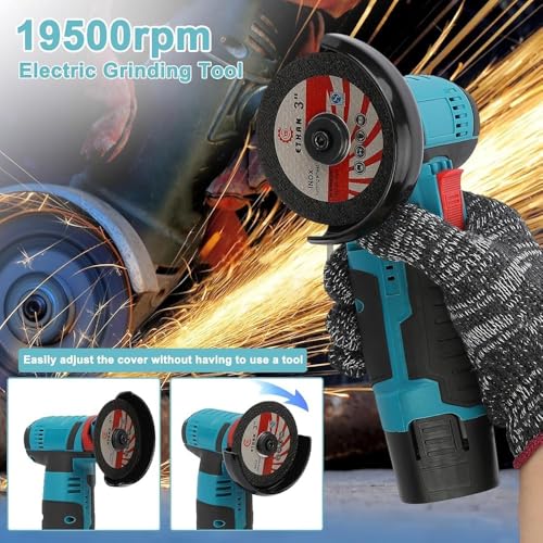 Image of Mini Angle Grinder Machine with 48V-2 Rechargeable Battery |19500 RPM With Abrasive Wheels for Cutting, Grinding & Polishing Metal, Marble & Stone Cutting with Spindle Lock and Toggle Switch.