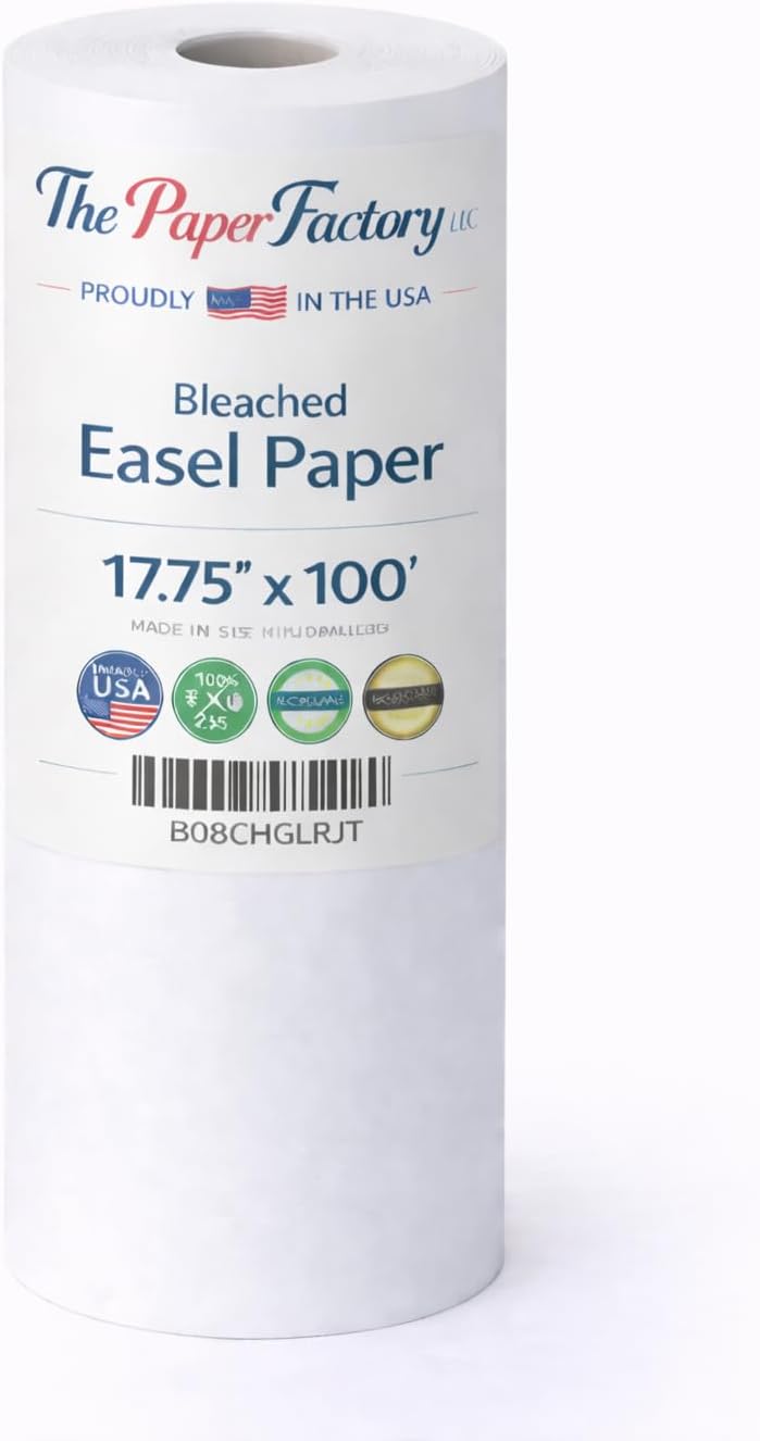 Durable Art Easel Paper Roll 17.75" x 100 Feet - for Kids Crafts, Drawing & Painting – White Easel Paper Roll for Art Tables, Classrooms & Home Projects