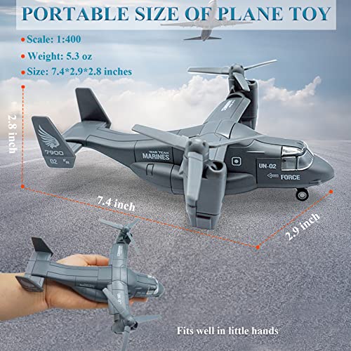 OTONOPI Military Helicopter Toy Marines Force Plane Model Alloy Plane Transport Army Aircraft Fighter Jet Die-Cast Metal Pull Back Airplanes with Lights and Sounds for Kids or Collection - Image 6