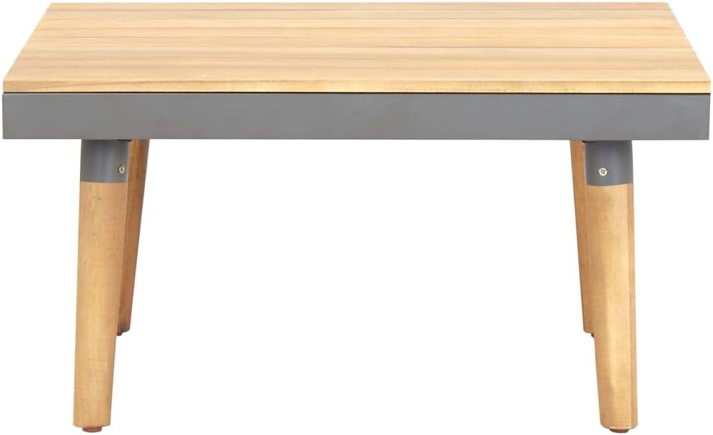 Acacia Wood Coffee Table with Teak Finish Small Outdoor Furniture for Patio Balcony Poolside Durable Solid Wood Slatted Top Water Resistant