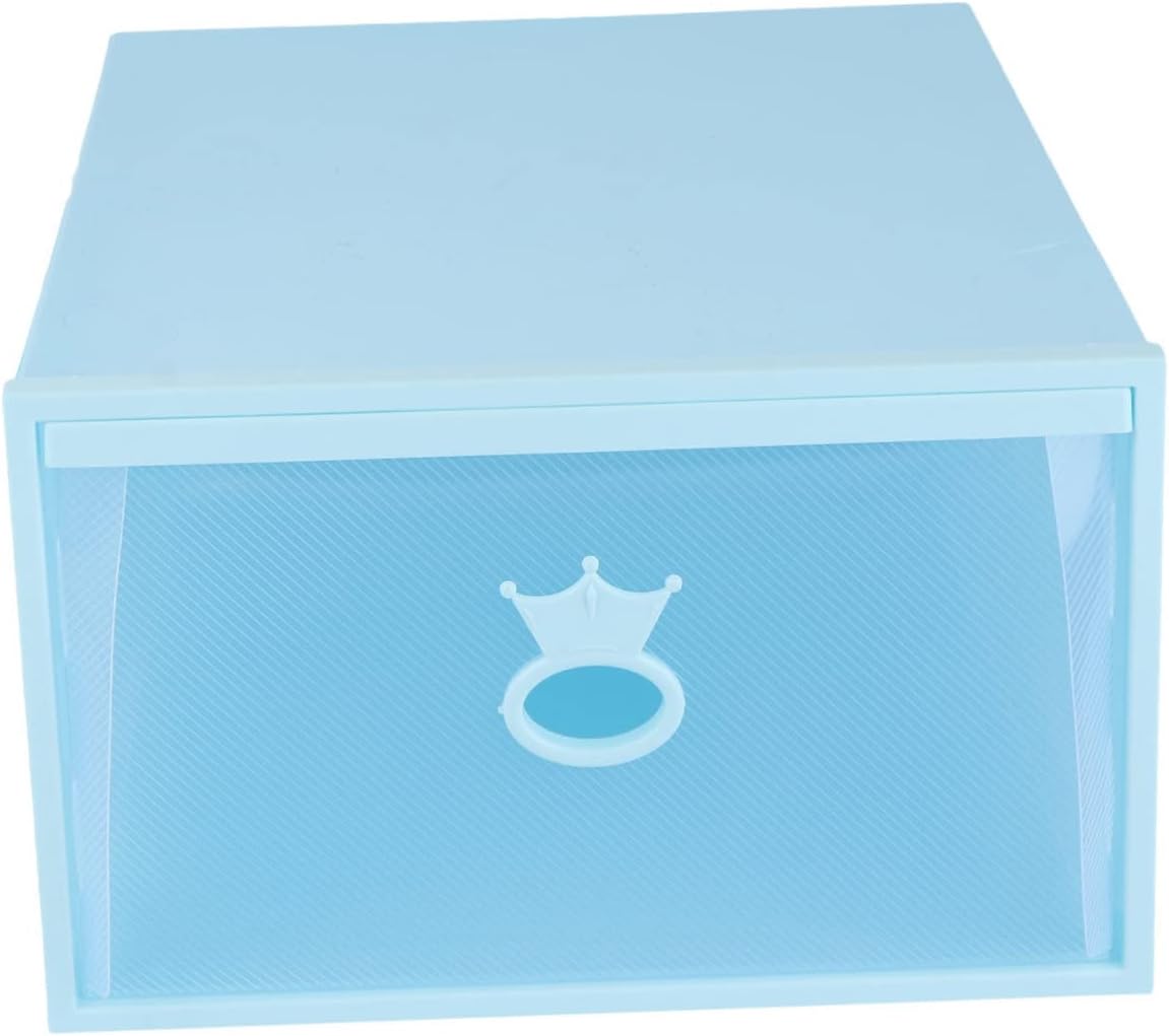 Transparent Thickened Plastic Shoe Storage Box with Drawer Design Blue Frame Stackable Organizer for Men and Women Sneakers Boots High Heels
