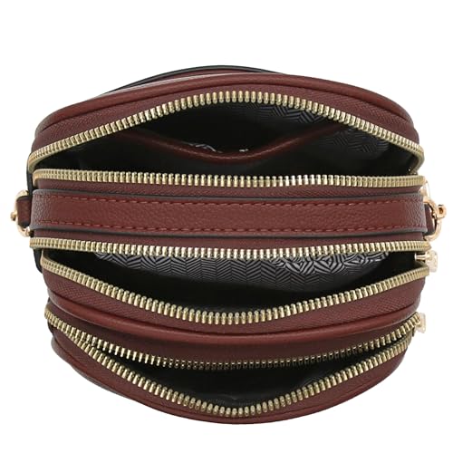 Image of FashionPuzzle Multi Pocket PU Leather Casual Medium Crossbody Bag with Adjustable Strap