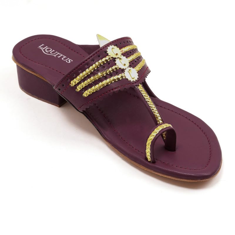 Image of Handcrafted Heeled Kolhapuri Sandals